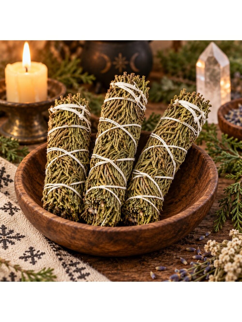 Juniper Herbal Cleansing Bundles, 4-Inch, Pack of 3